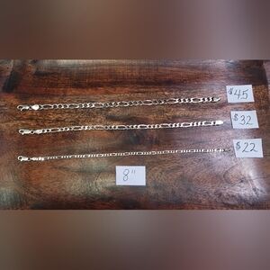 Vintage Sterling Silver Figaro style chain bracelets All size 8"